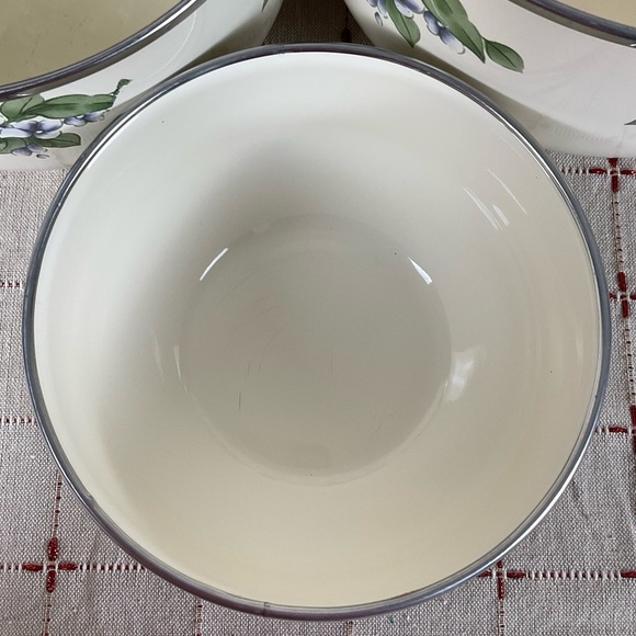 Pfaltzgraff Garden Party Enamel & Metal Mixing Bowls Set of 3 Garden Impressions - Picture 3 of 9